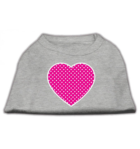 Camiseta Gris Corazón Rosa Con Puntos Blancos