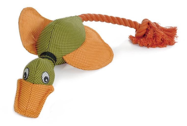 Pato caza verde con cuerda