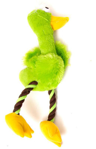 Pato verde peluche y cuerda