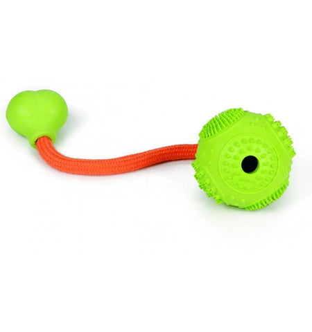 Pelota Dental Goma Con Cuerda 5 cm Verde/Naranja