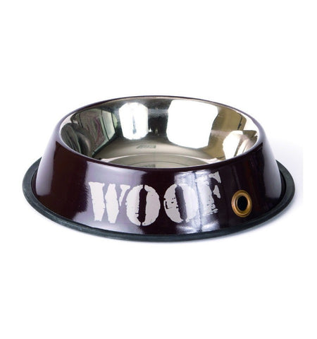 Comedero Para Perro Woof Marrón Inox